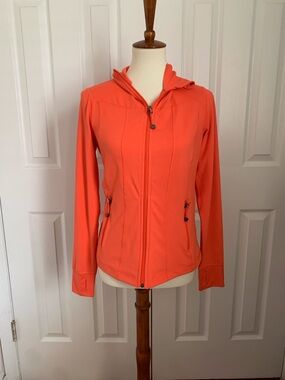 Susan Lucci Women's Orange Hooded Full Zip Activewear Jacket Size S